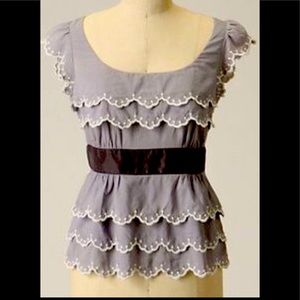 Anthropologie Floreat size 8 grey white top